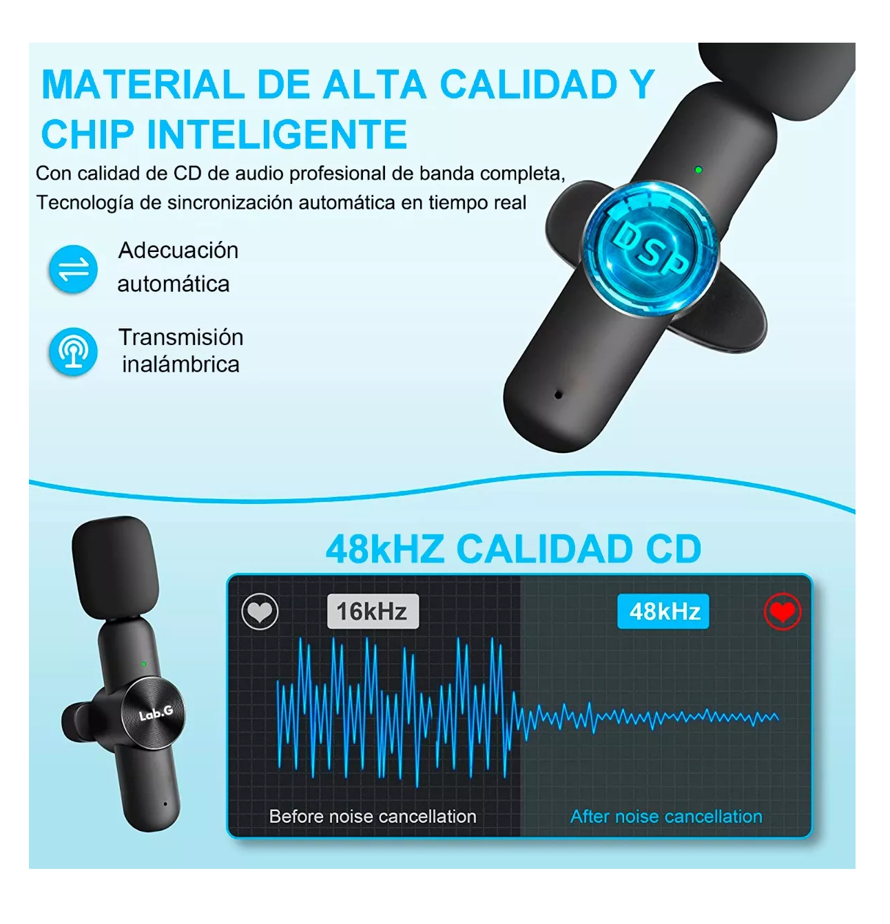 Foto 4 | Micrófonos Inalámbrico Para Iphone Android Y Pc 2 Pzs Negro