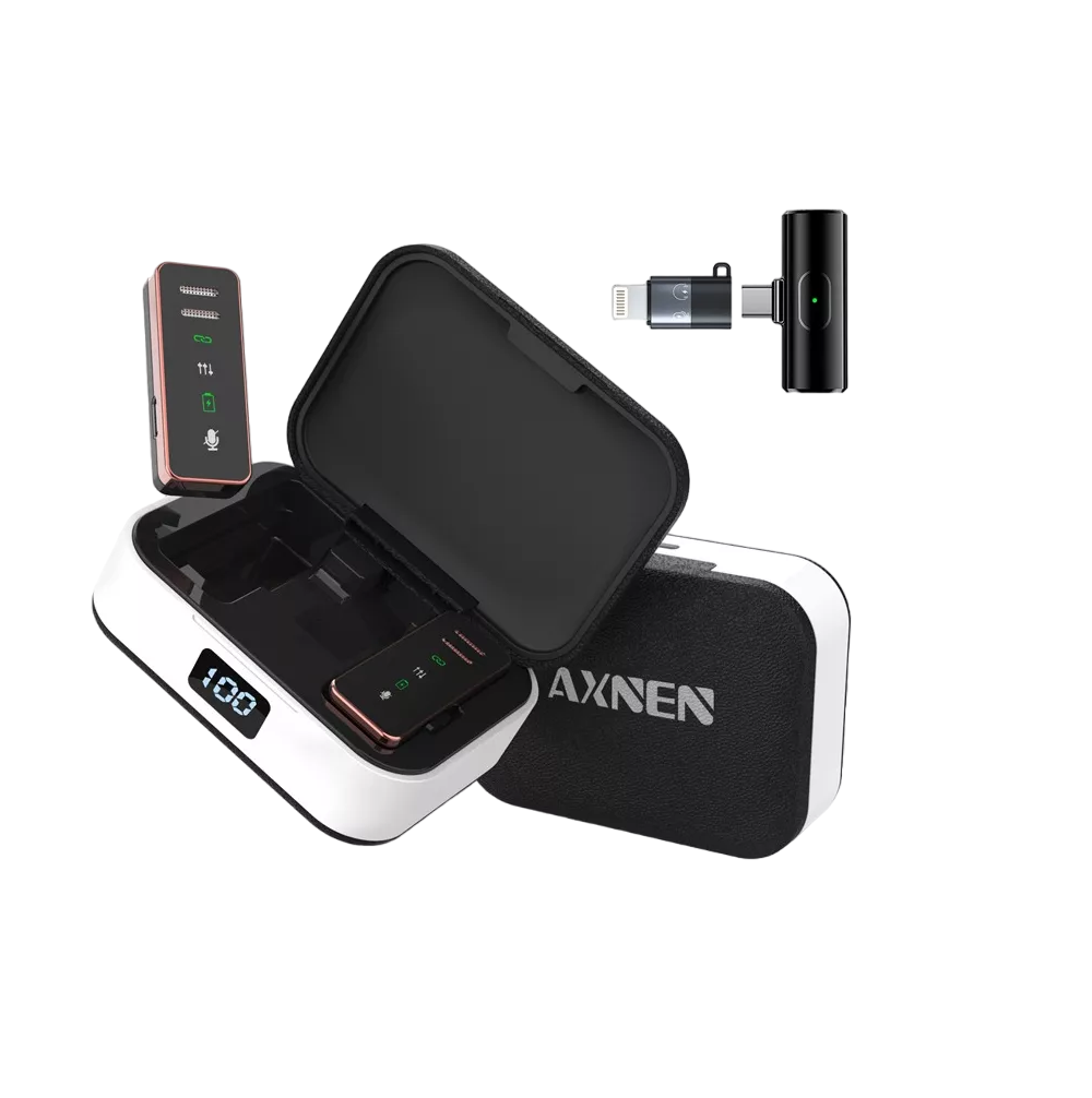 Micrófono Inalámbrico Lavalier Axnen S18 para iPhone/Android - Negro/Blanco