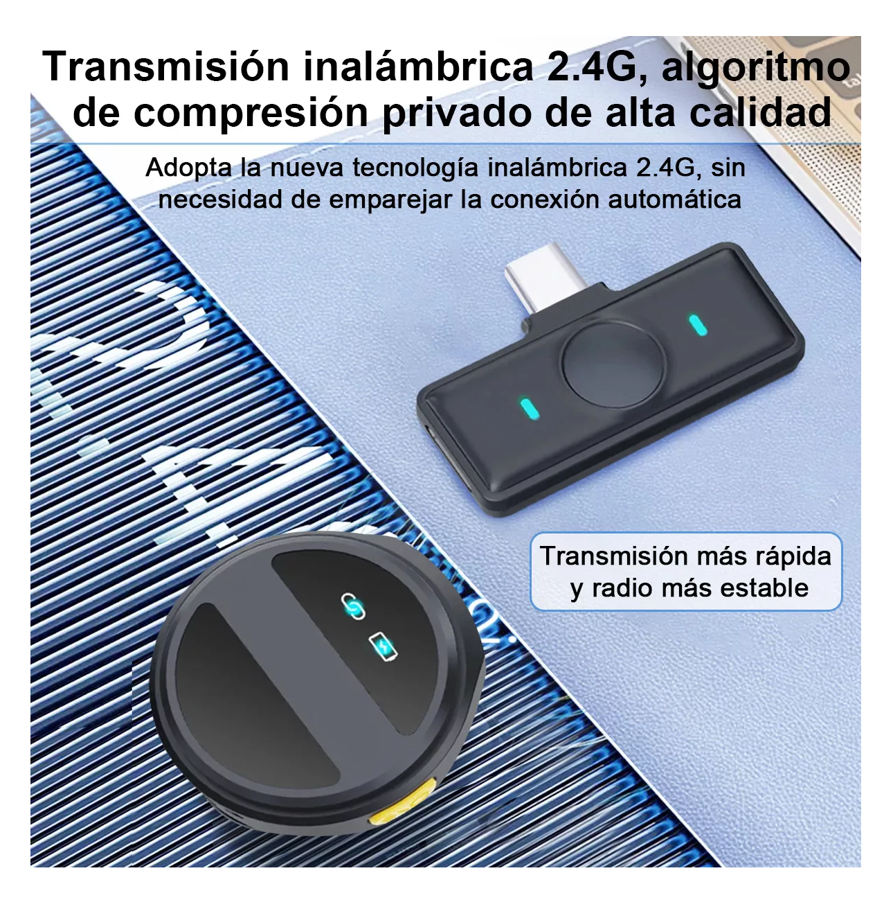 Foto 2 | Micrófono Lavalier Inalámbrico Belug Negro para iPhone PC Android 2 Piezas