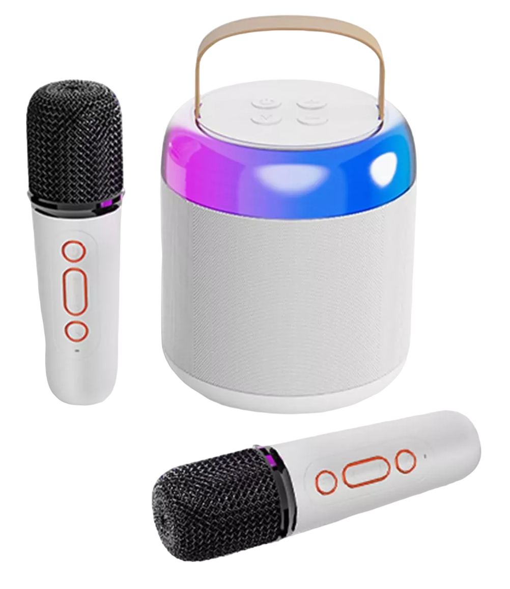 Foto 2 pulgar | Bocina Bluetooth Inalámbrico Portátil con Micrófono Karaoke Blanca