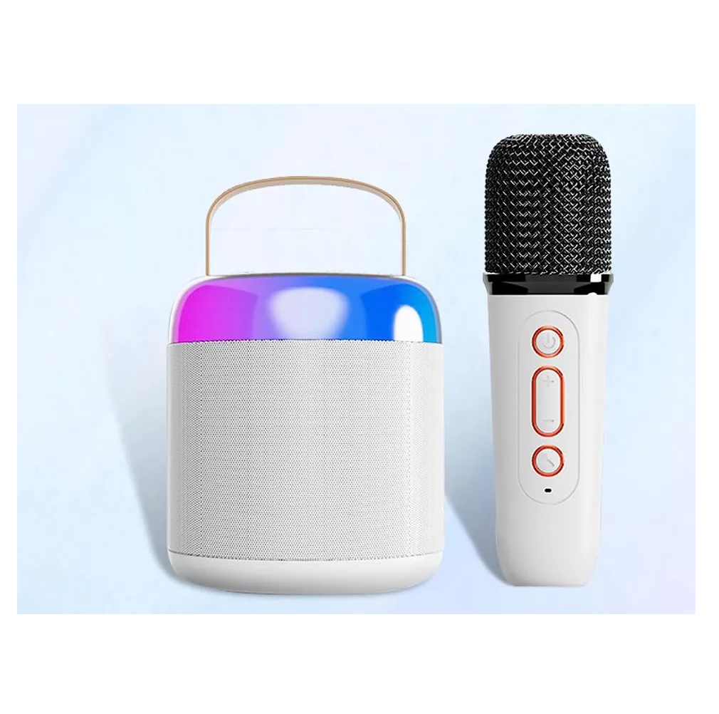 Foto 2 | Bocina Bluetooth Inalámbrico Portátil con Micrófono Karaoke Blanca