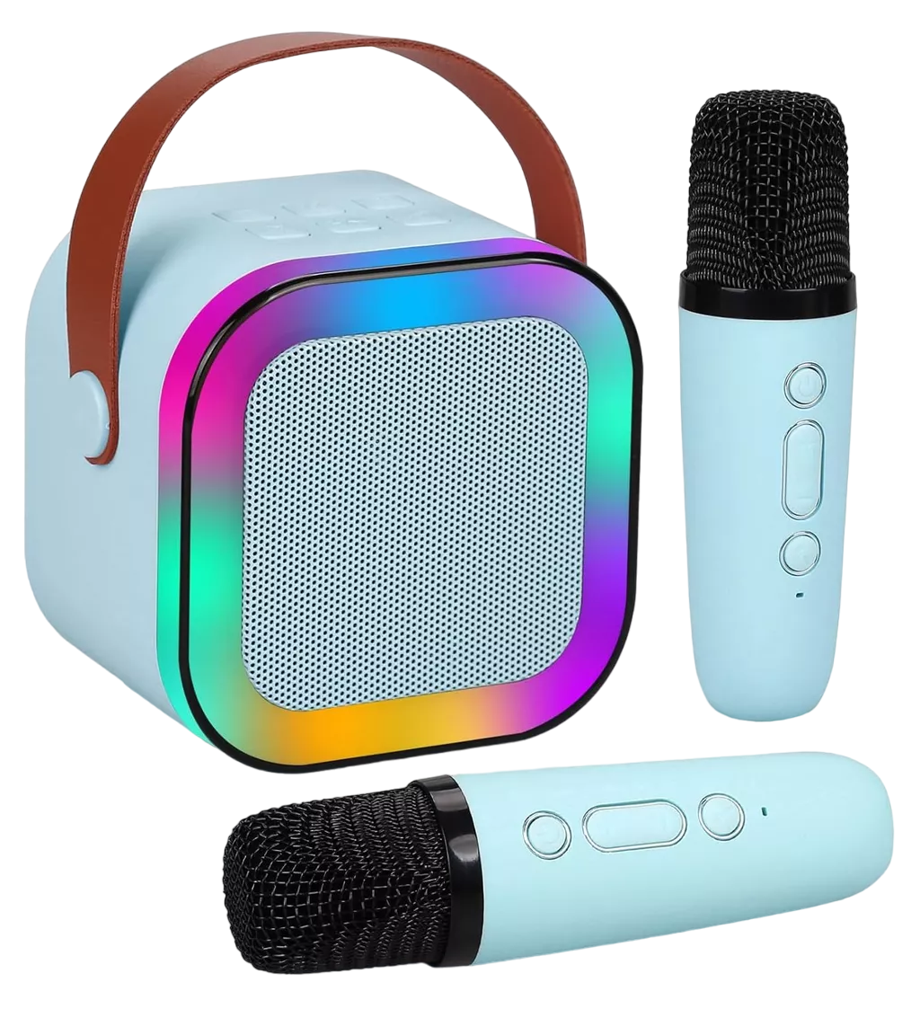 Foto 2 pulgar | Altavoz Bluetooth Portátil Máquina Karaoke Con 2 Micrófonos Azul Acero
