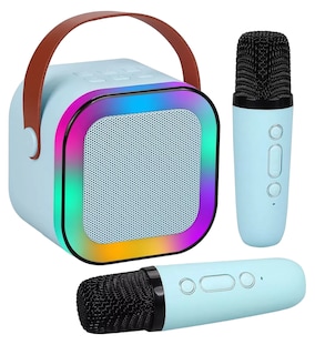 Foto 1 | Altavoz Bluetooth Portátil Máquina Karaoke Con 2 Micrófonos Azul Acero
