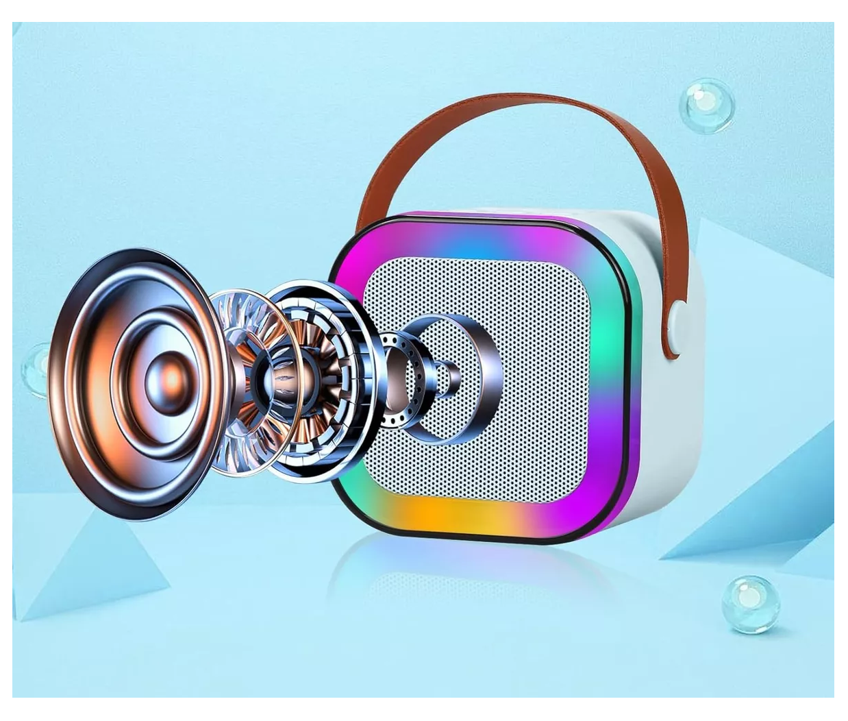 Foto 6 pulgar | Altavoz Bluetooth Portátil Máquina Karaoke Con 2 Micrófonos Azul Acero