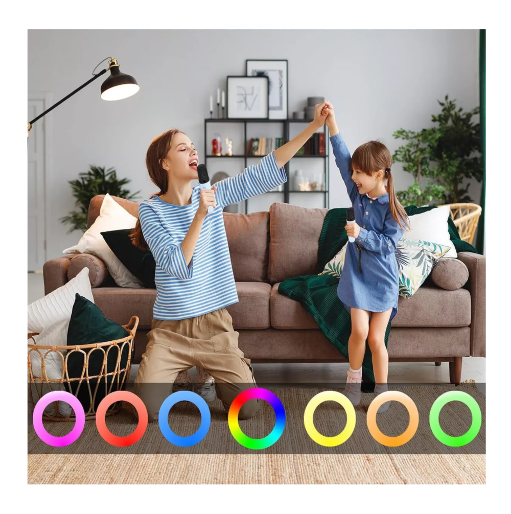 Foto 5 pulgar | Altavoz Bluetooth Portátil Máquina Karaoke Con 2 Micrófonos Azul Acero Belug
