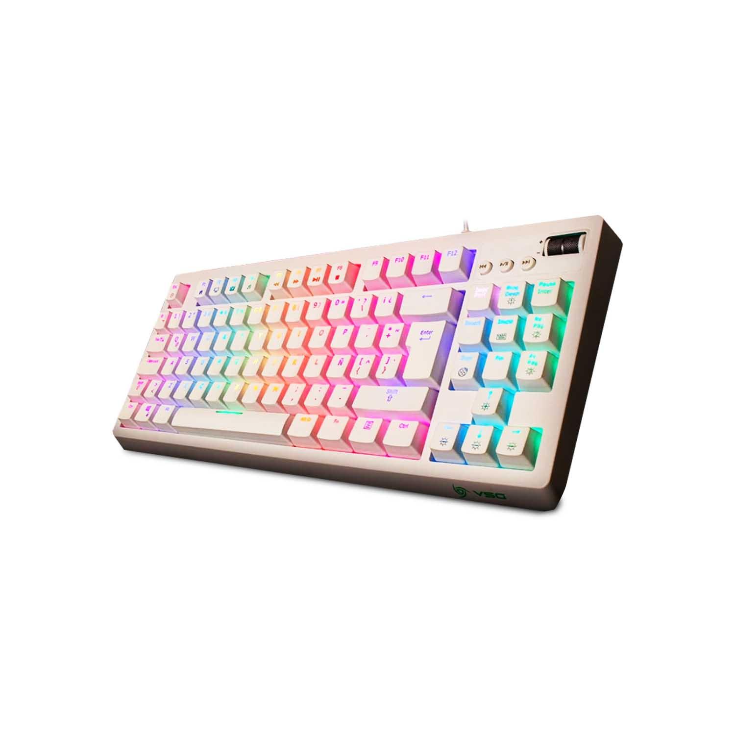 Teclado Gamer Mecánico Vsg Quasar Blanco Interruptor Outemu Brown