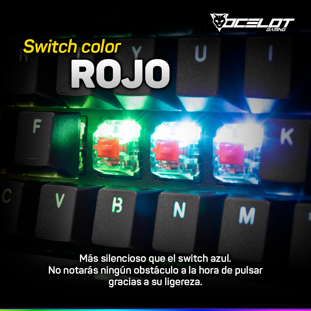 Foto 3 | Teclado Mecánico Ocelot Gaming Ok-tkl2 USB RGB 80% Negro