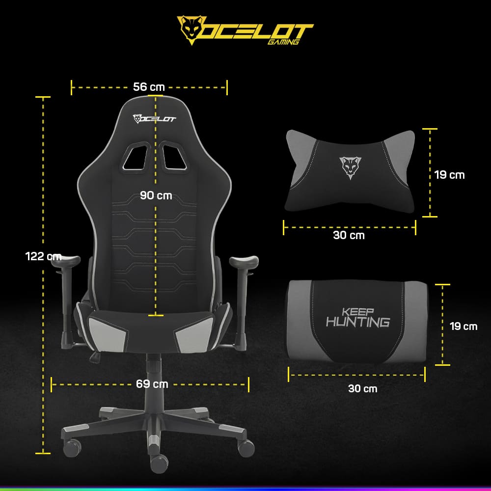Foto 7 | Silla de Tela Ocelot Gaming Ost Black Mist Reclinable con Reposabrazos 2d