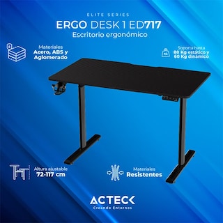 Foto 3 | Escritorio Electrico Acteck Ergo Desk 1 Ed717 Altura Ajustable 60kg Ac-937290 Color Negro