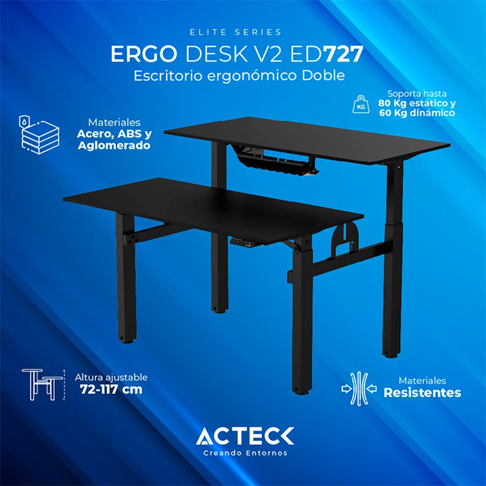 Foto 4 pulgar | Escritorio Eléctrico Doble Acteck Ergo Desk V2 Altura Ajustable Negro