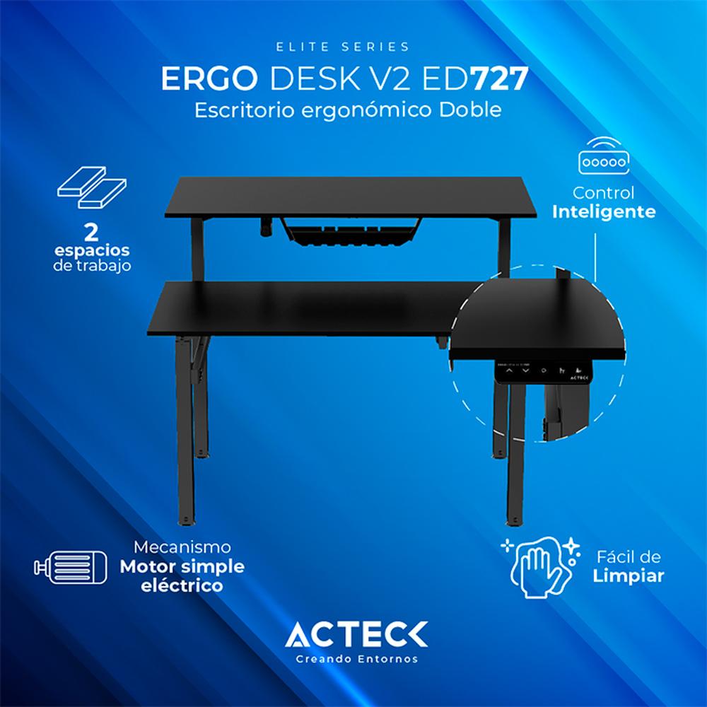 Foto 5 pulgar | Escritorio Eléctrico Doble Acteck Ergo Desk V2 Altura Ajustable Negro