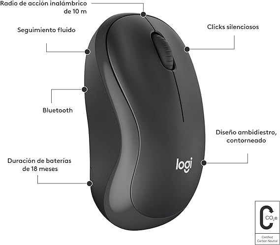 Foto 3 pulgar | Logitech Mouse Bluetooth Silencioso M240, Inalámbrico, Compacto, Portátil, Seguimiento Suave, Batería 18 Meses