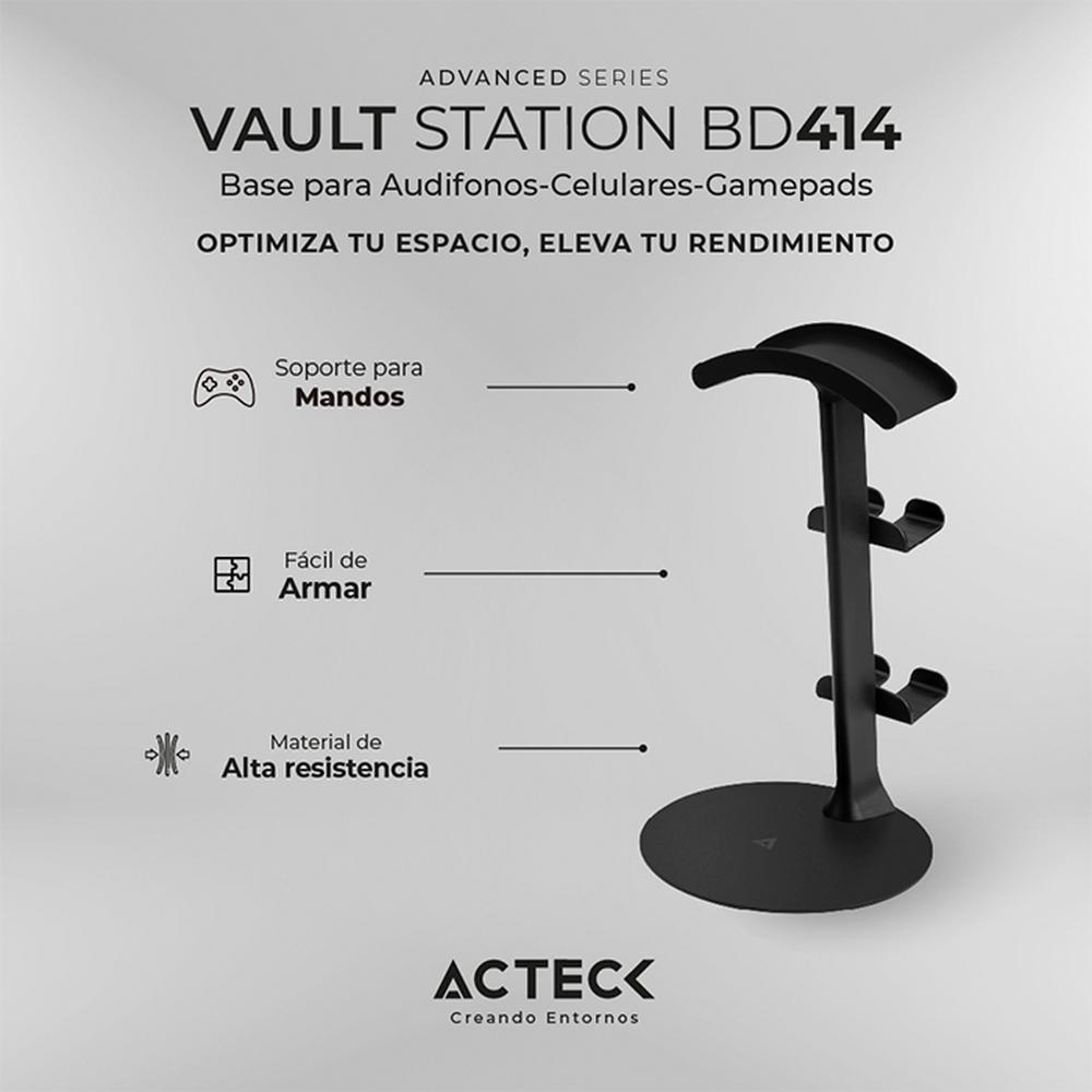 Foto 2 | Base Soporte Universal Para Gadgets 3 En 1 Acteck Vault Station Bd414 Ajuste 4 Puntos Ac-936590 Color Negro