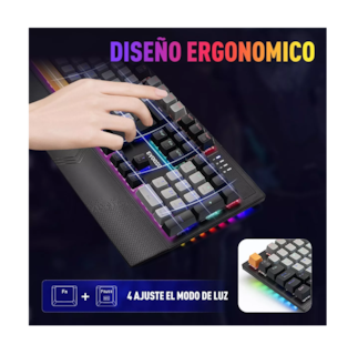 Foto 2 | Teclado Mecánico Español Gris y Negro