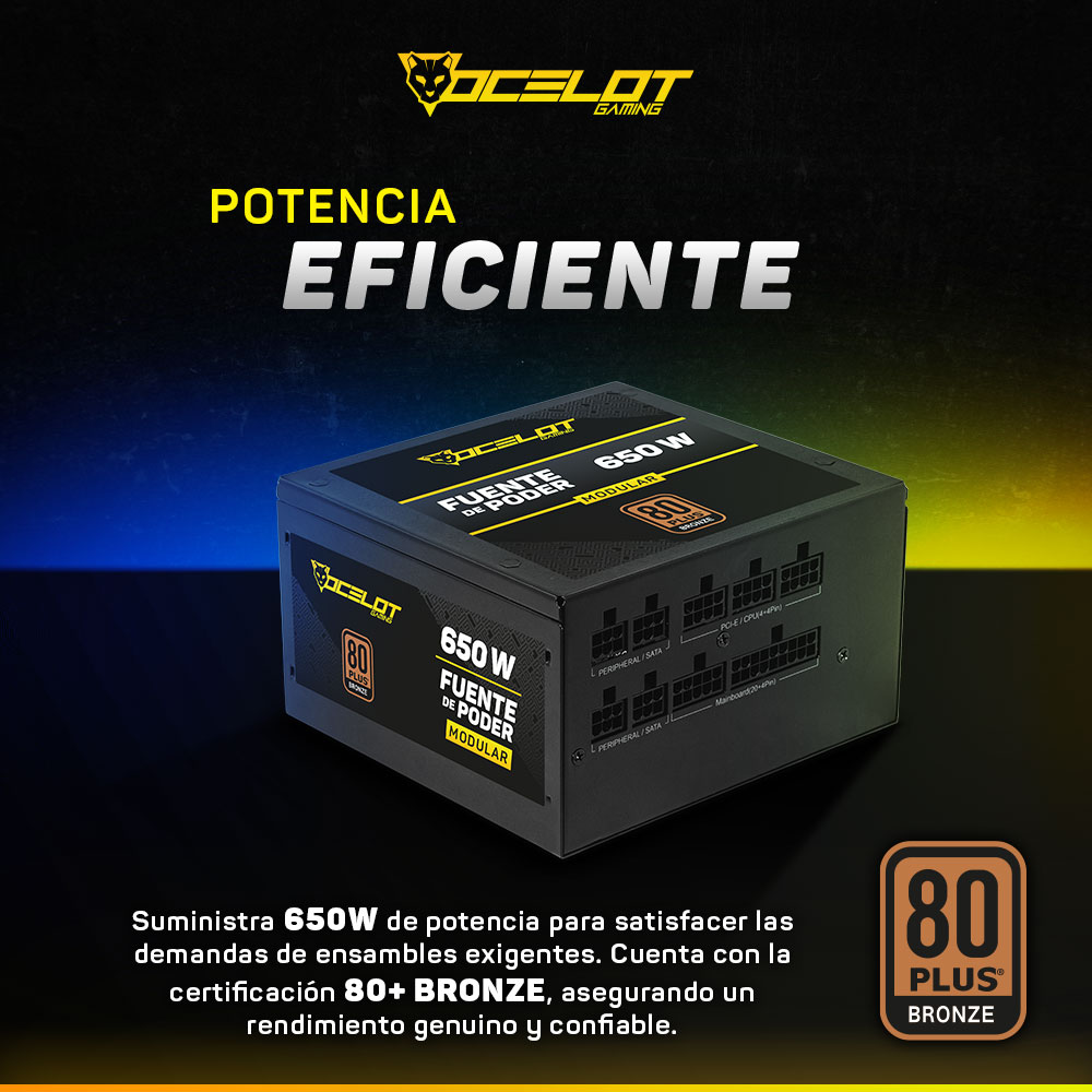 Foto 6 pulgar | Fuente de Poder Ocelot Gaming OPS650 de 650w ATX Modular 80+ Bronze