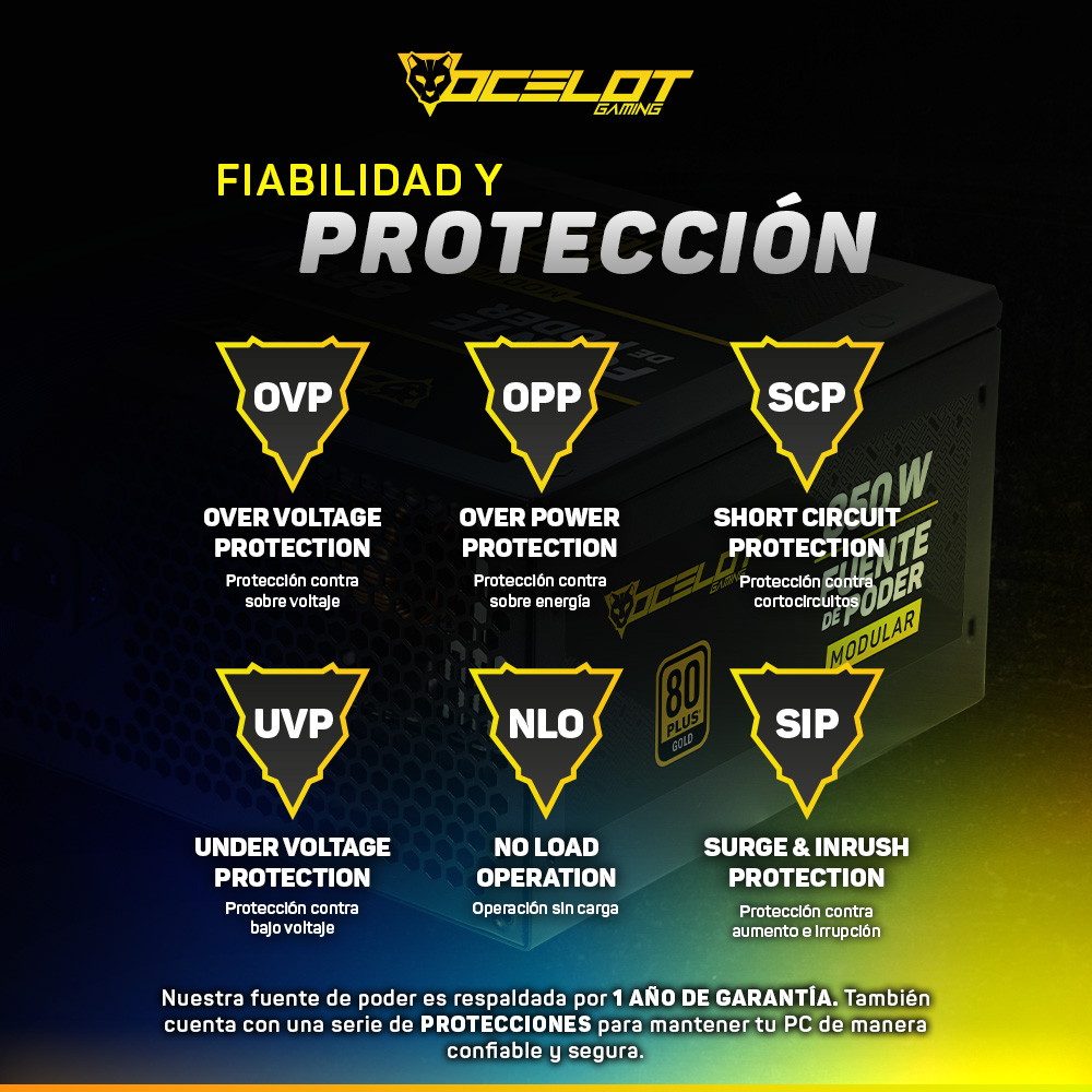 Foto 9 pulgar | Fuente de Poder Ocelot Gaming OPS850 de 850w ATX Modular 80+ Gold