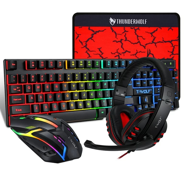 Foto 2 pulgar | T-wolf Gaming Combo Audífonos Alfombrilla Teclado Mouse Retroiluminado