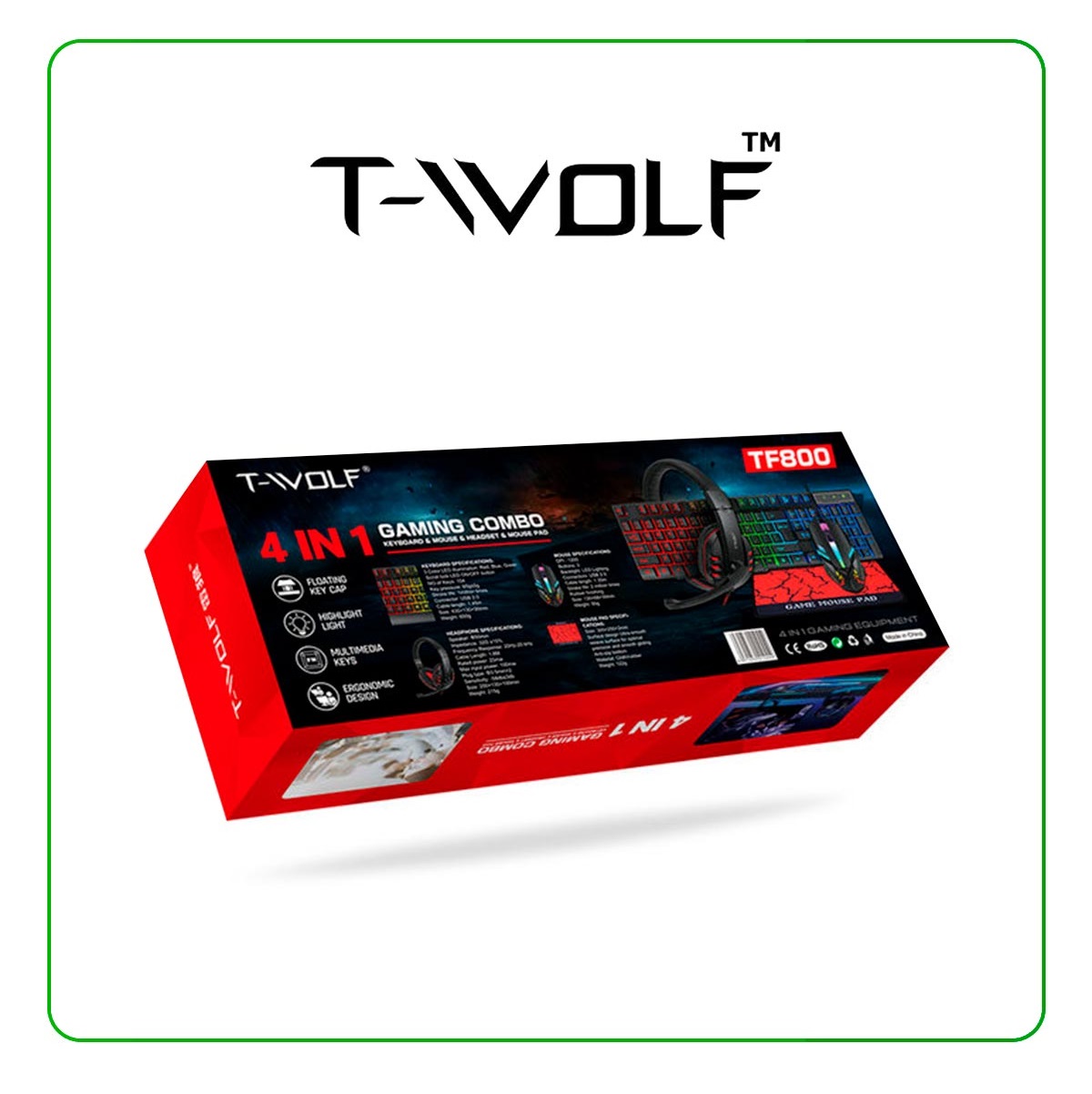 Foto 3 pulgar | T-wolf Gaming Combo Audífonos Alfombrilla Teclado Mouse Retroiluminado