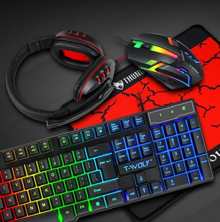 Foto 7 | T-wolf Gaming Combo Audífonos Alfombrilla Teclado Mouse Retroiluminado