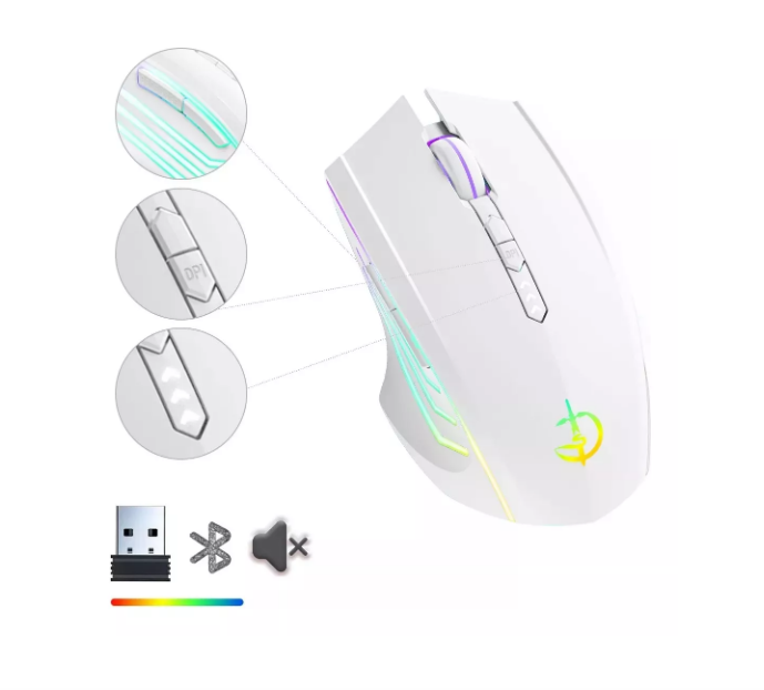 Mouse Inalámbrico Bluetooth Recargable Ergonomía 2.4g 3modos