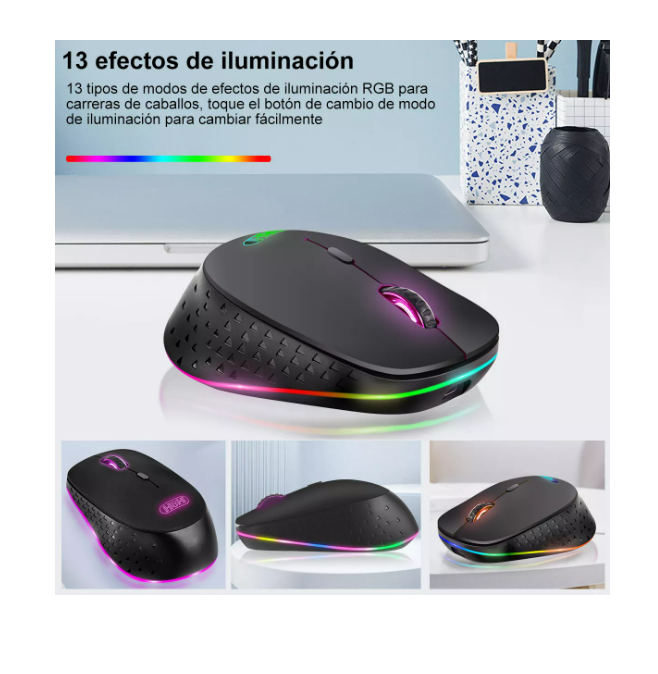 Foto 4 | Mouse Inalámbrico Bluetooth 2.4g Recargable Con 13rgb Modes