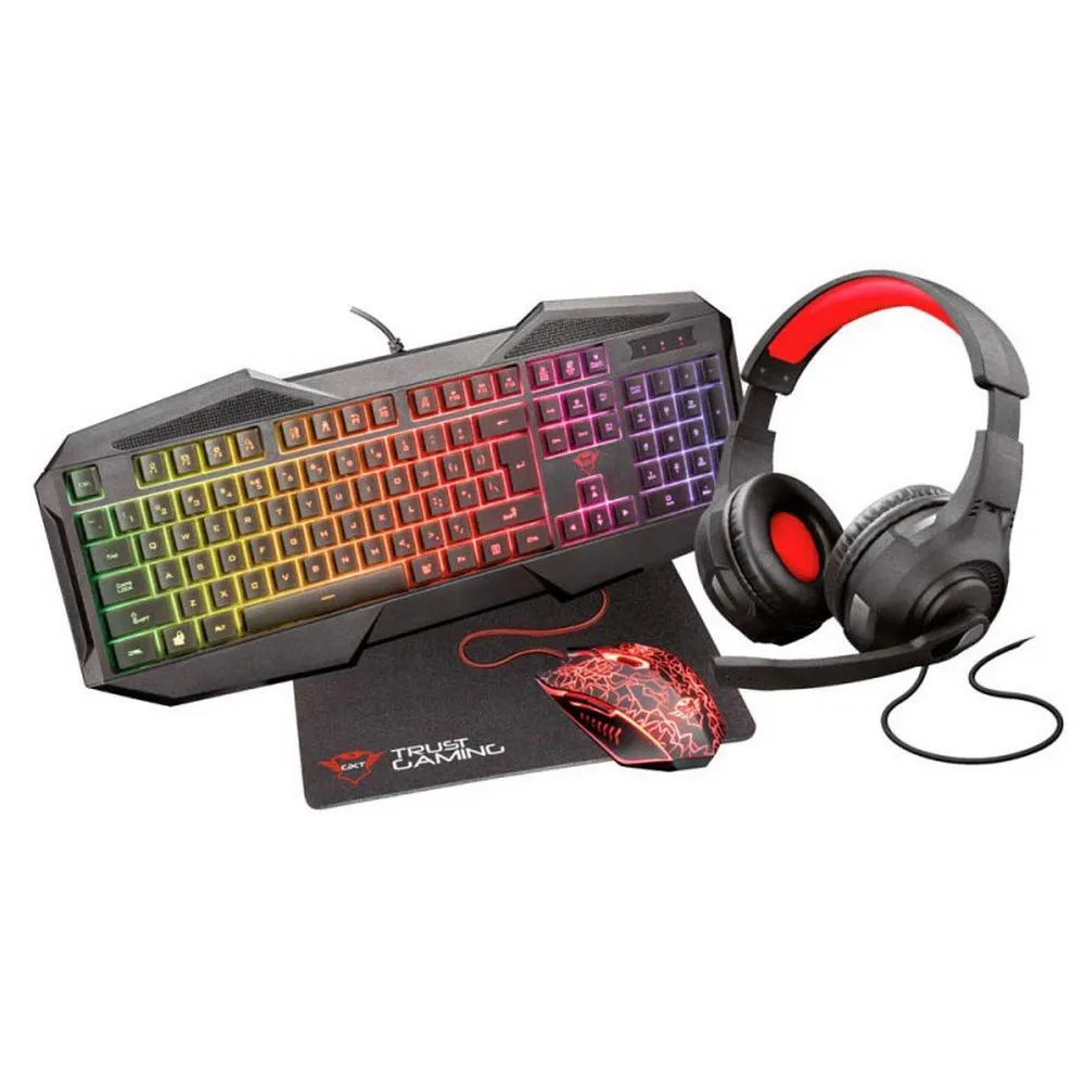 Foto 2 pulgar | Kit 4 En 1 Trust Gaming Bundle Gxt1180rw Teclado, Diadema, Mouse,mouse Pad