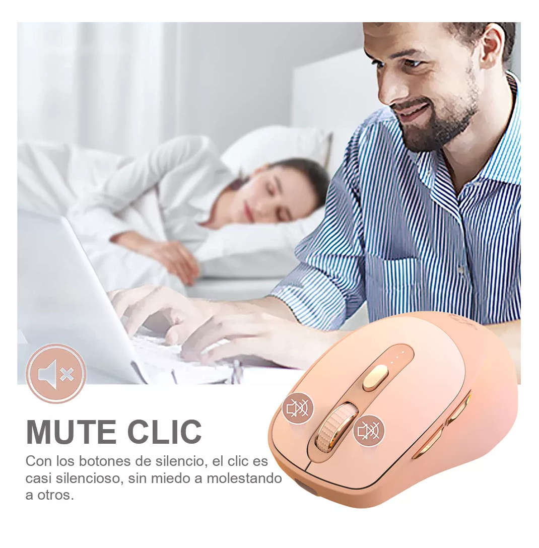 Foto 5 pulgar | Mouse Inalámbrico Free wolf Ergonómico Bluetooth Rosa Pálido