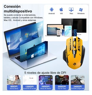 Foto 4 | Mouse Inalámbrico Bluetooth Recargable Lab.G 2.4g 3modos Amarillo