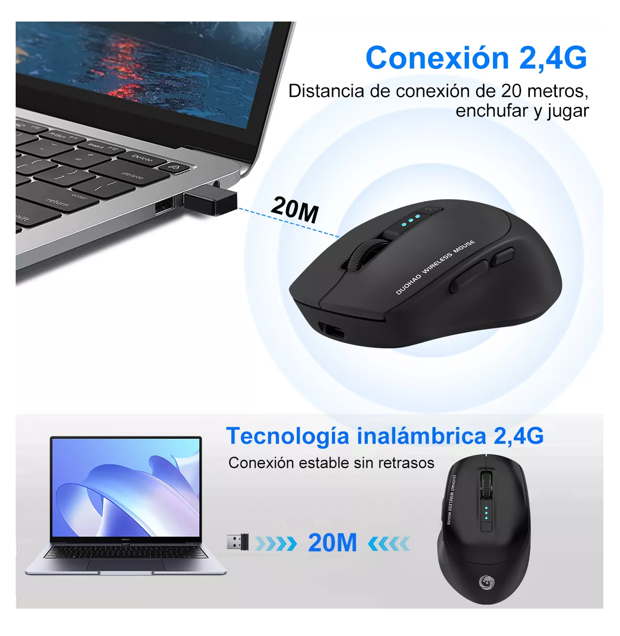 Foto 4 pulgar | Mouse Inalámbrico Bluetooth Recargable Belug 2.4g 3modos Negro