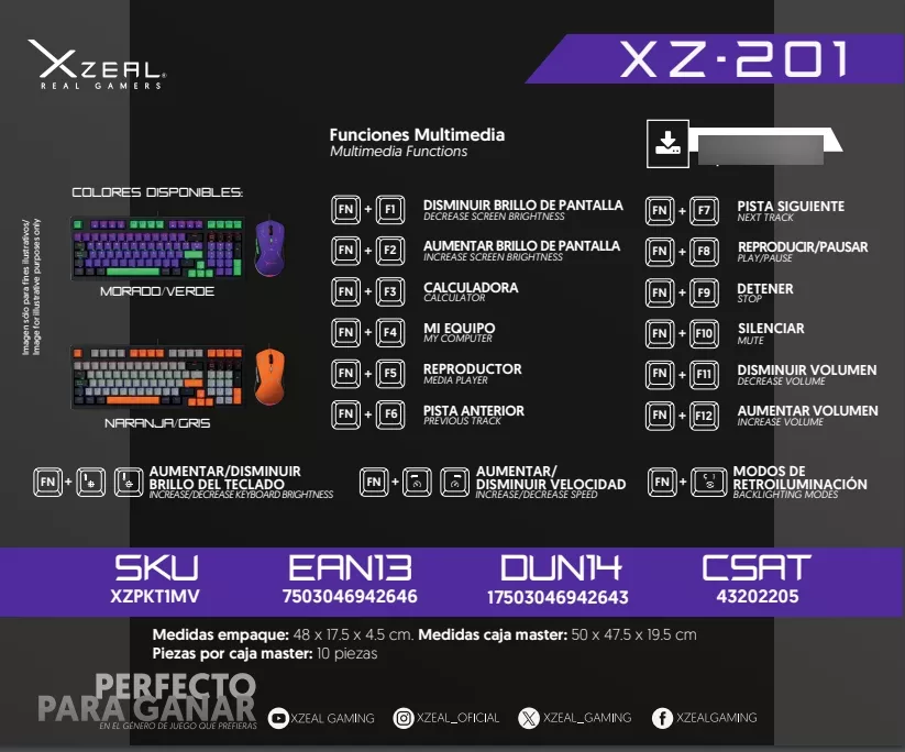 Foto 6 pulgar | Kits De Teclado Y Mouse Kit Gamer Xzeal 2 En 1 Xz-201
