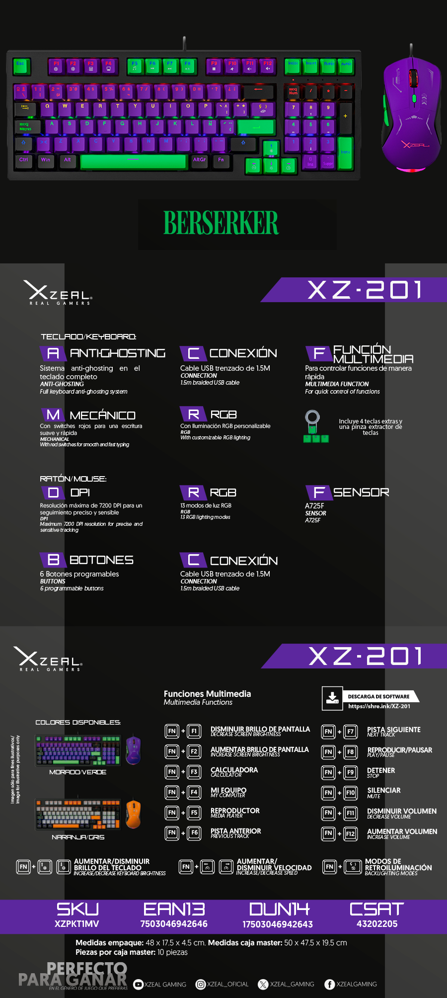 Foto 7 pulgar | Kits De Teclado Y Mouse Kit Gamer Xzeal 2 En 1 Xz-201