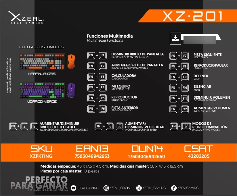 Foto 6 pulgar | Kits De Teclado Y Mouse Kit Gamer Xzeal 2 En 1 Xz-201