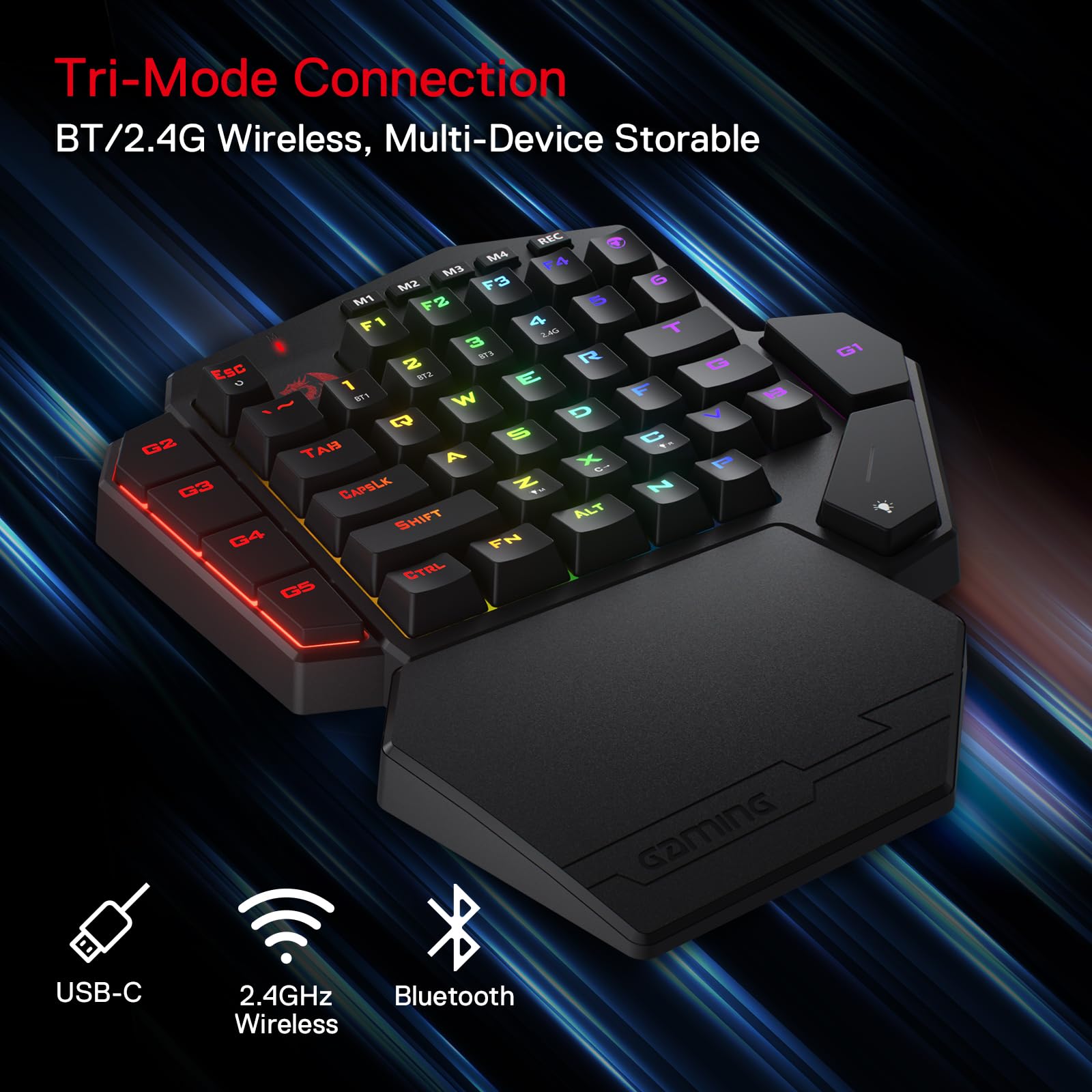 Foto 3 pulgar | Teclado Mecánico Inalámbrico Para Una Mano Redragon K585 Pro - Venta Internacional.