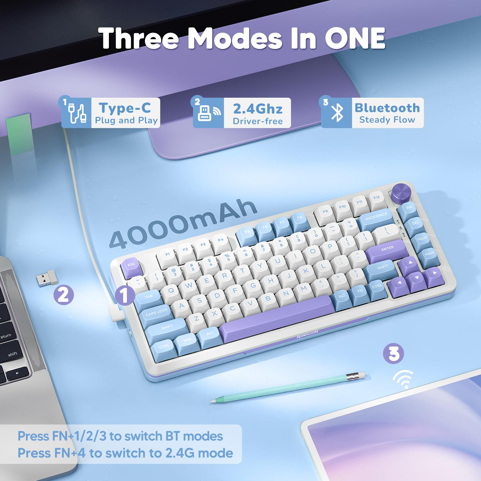 Foto 5 pulgar | Teclado Mecánico Inalámbrico Redragon K681 Rgb 81 Teclas - Venta Internacional.