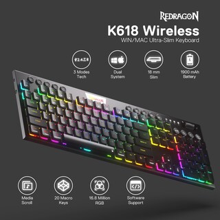 Foto 2 | Teclado Redragon K618 Pro Inalámbrico Rgb Mecánico - Venta Internacional