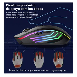 Foto 3 | Mouse Inalámbrico Bluetooth Recargable Ergonomía 2.4g 3modos, Belug Negro Líneas Colores