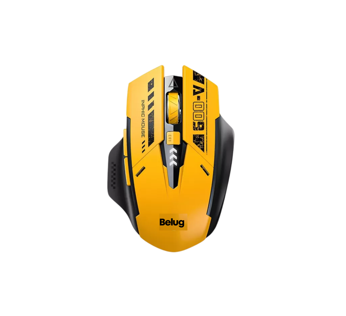Mouse Inalámbrico Bluetooth Recargable Ergonomía 2.4g 3modos, Belug Amarillo