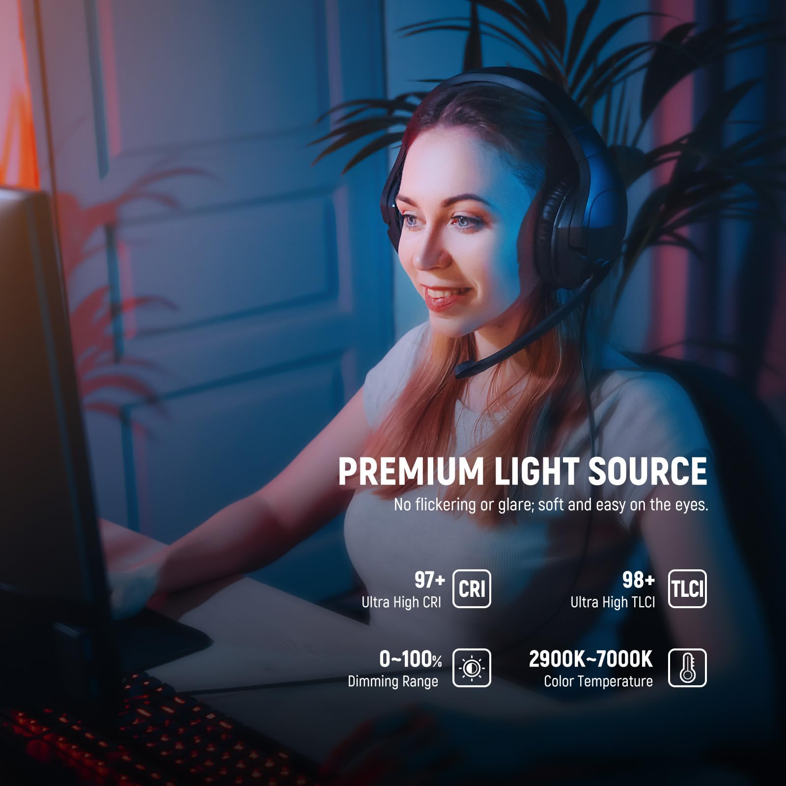 Foto 2 | Key Light Neewer Gl1 Pro 15.5 2800lm Para Streaming, Color Gris - Venta Internacional.