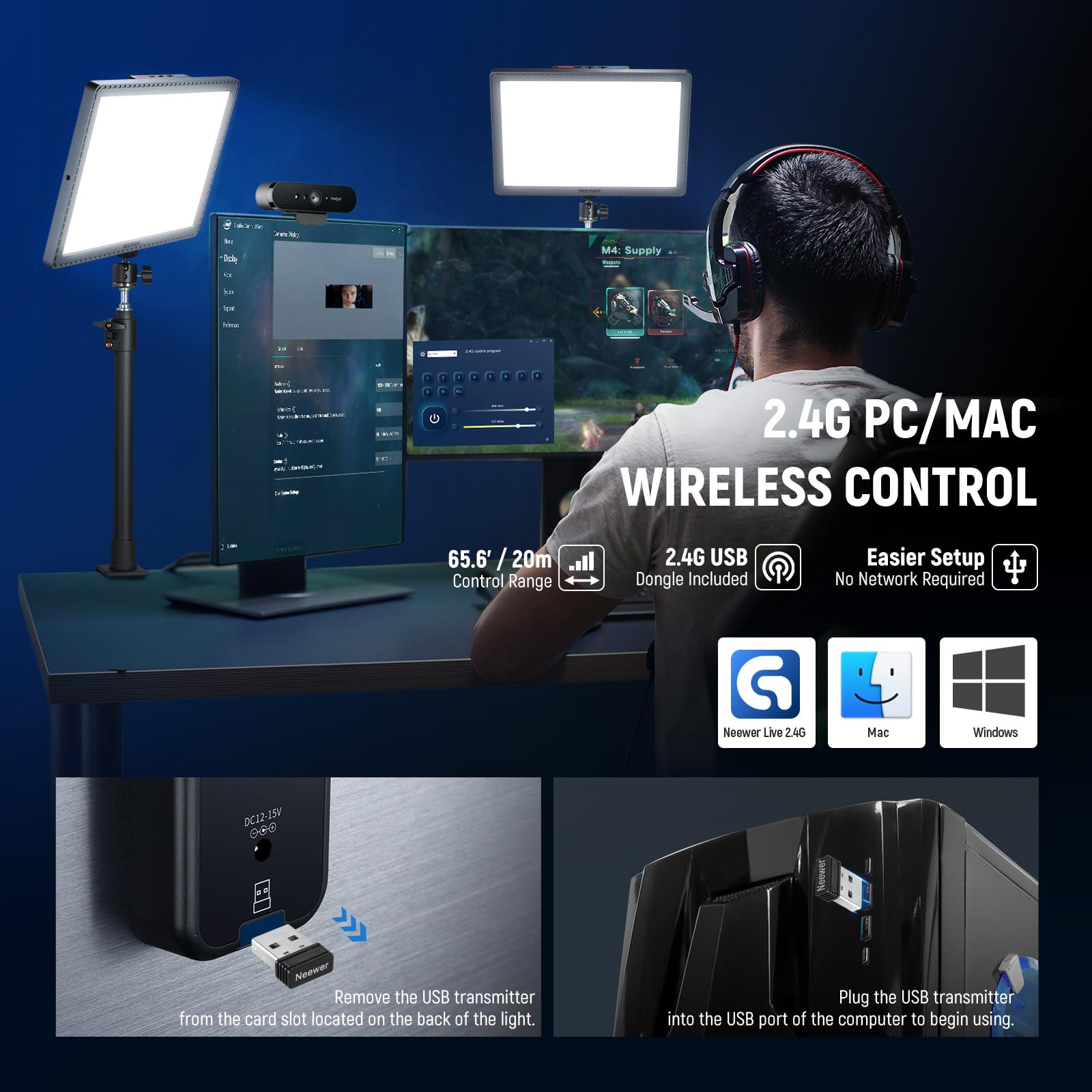 Foto 5 | Key Light Neewer Gl1 Pro 15.5 2800lm Para Streaming, Color Gris - Venta Internacional.