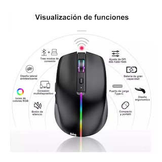 Foto 2 | Mouse Inalámbrico Bluetooth Recargable Ergonomía 2.4g 3modos Belug Negro