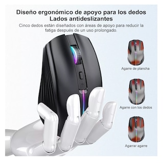 Foto 3 | Mouse Inalámbrico Bluetooth Recargable Ergonomía 2.4g 3modos Belug Negro