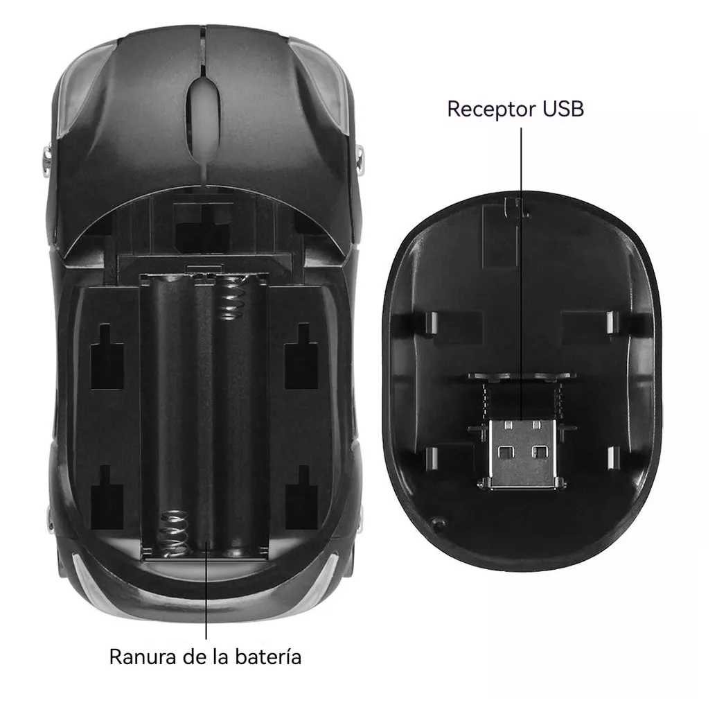 Foto 4 | Ratón Inalámbrico Belug 2,4g Con Forma De Coche Deportivo Ferrari Negro