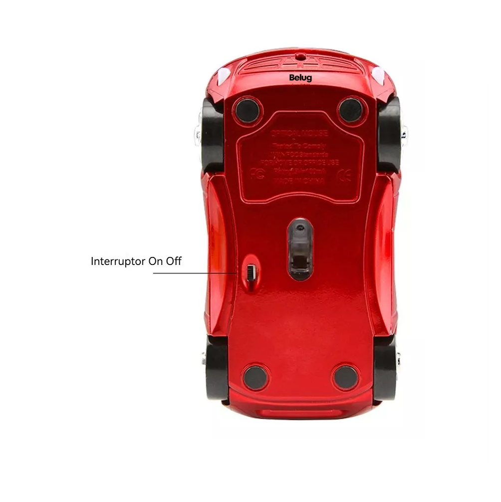 Foto 5 pulgar | Ratón Inalámbrico Belug 2,4 G Con Forma De Coche Deportivo Ferrari Rojo