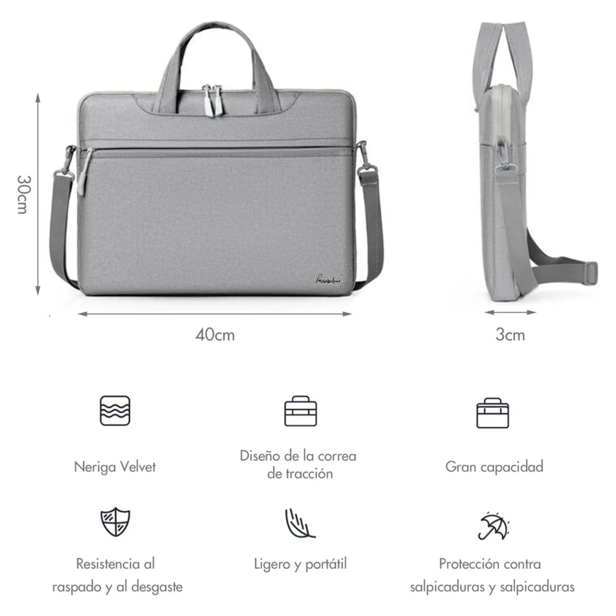 Foto 2 | ''bolsa Maletín Impermeable Para Portátil De 15,6 Pulgadas Lab.g Gris ''