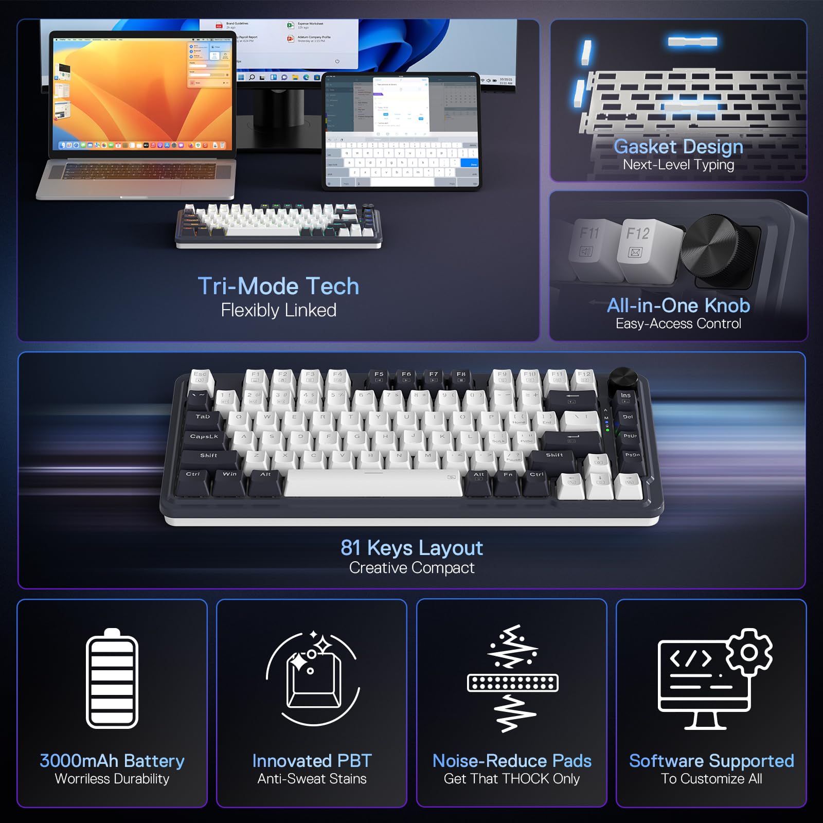 Foto 2 | Teclado Para Juegos Redragon K673 Pro 75% Inalámbrico Rgb - Venta Internacional.