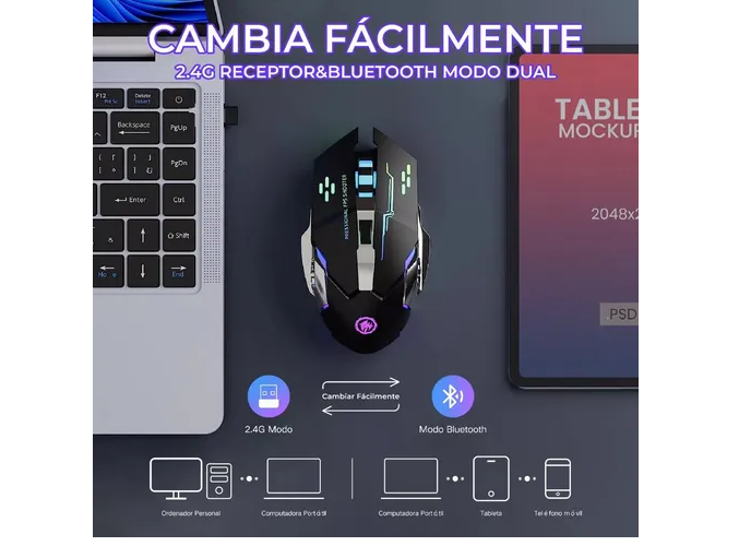 Foto 4 pulgar | Mouse Gamer Xtellar Inalámbrico Dual