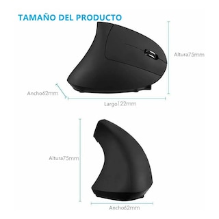 Foto 2 | Ratón Inalámbrico Vertical Recargable Ergonómico Lab.g Negro Linea Roja