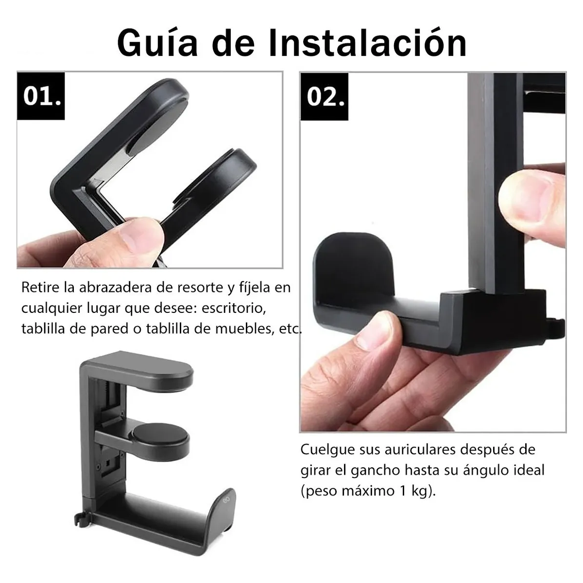 Foto 5 pulgar | Soporte para Audífonos Eo Safe Imports Negro