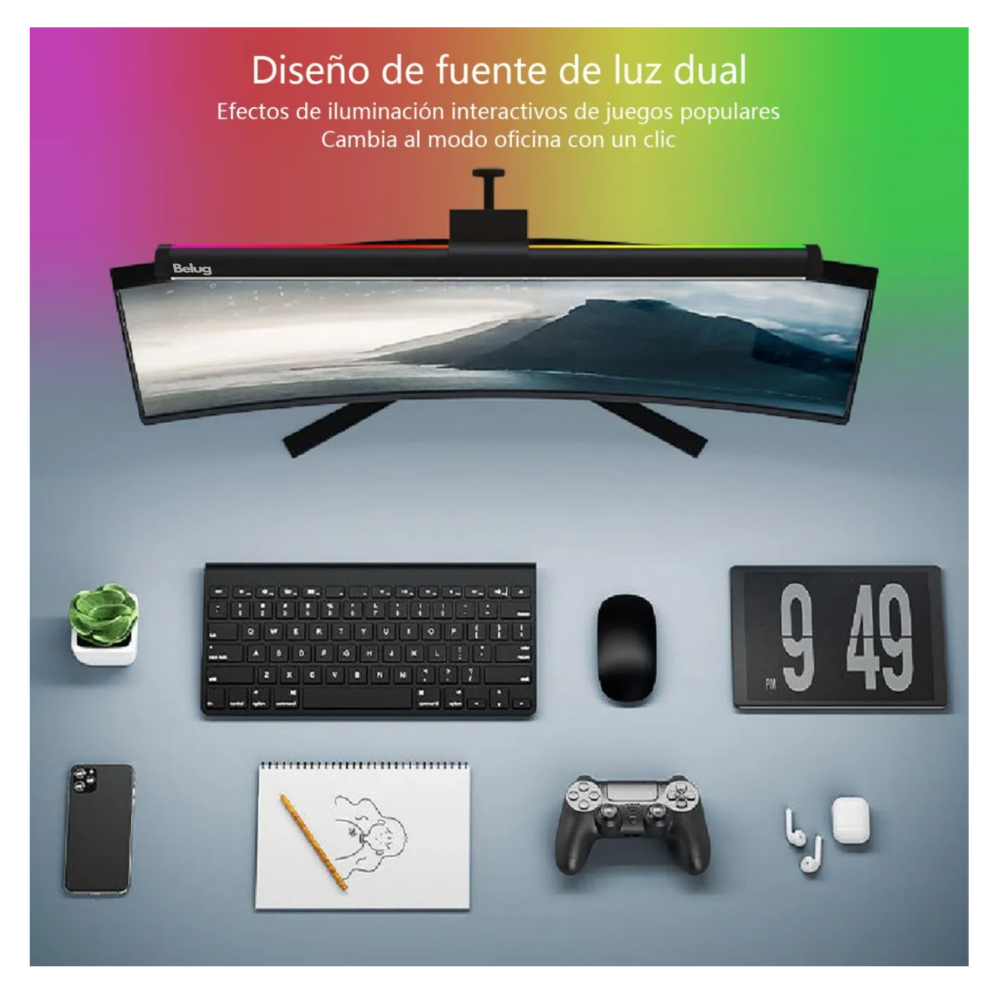 Foto 6 pulgar | Luz Led Usb Rgb De 42 Cm Para Ordenador Portátil Con Monitor Belug  Negro