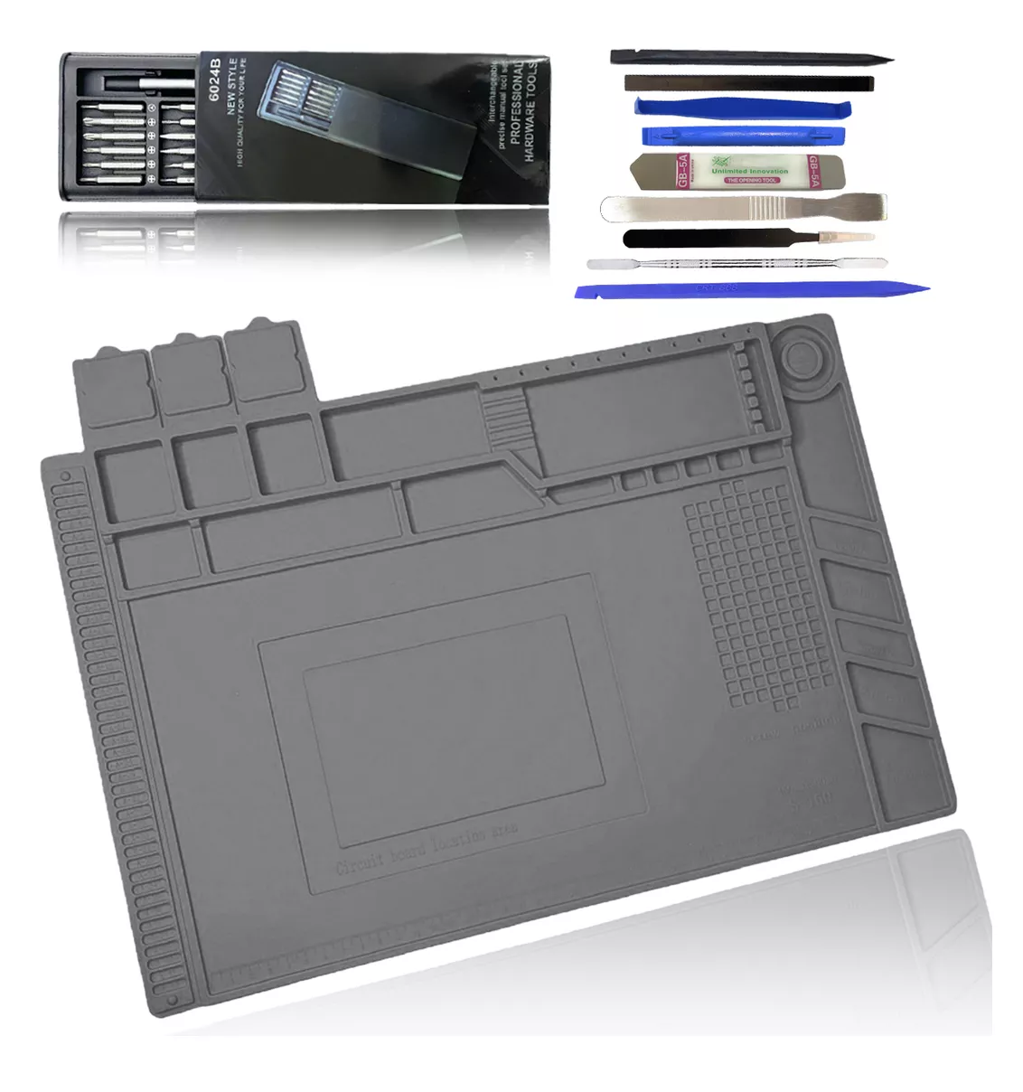 Foto 5 | Tapete Antiestatico Silicon Área de Trabajo + Kit de Herramientas Gris